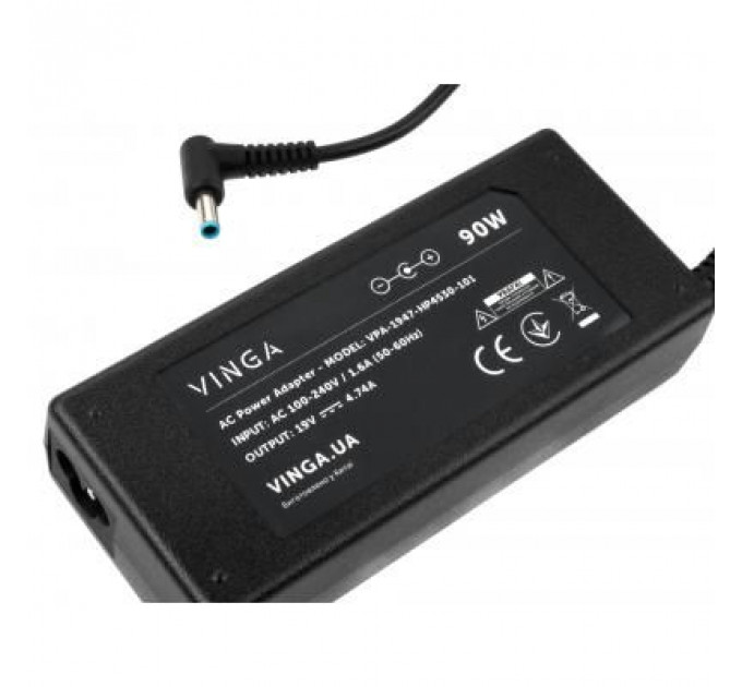 Блок живлення до ноутбуку Vinga HP 90W 19V 4.74A 4.5*3.0 (VPA-1947-HP4530-101)