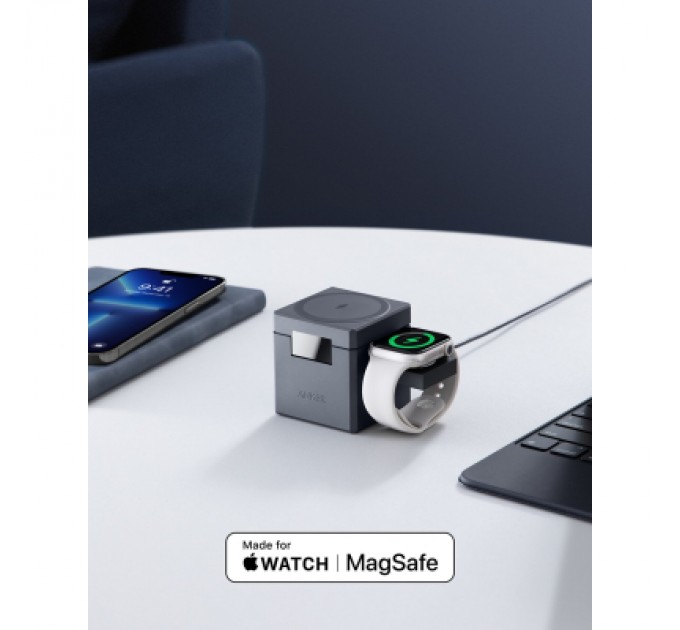 Anker Зарядний пристрій Anker MagGo Wireless Charging Station 15W 3-in-1 Cube Black (Y1811G11)
