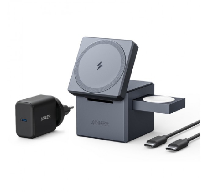 Anker Зарядний пристрій Anker MagGo Wireless Charging Station 15W 3-in-1 Cube Black (Y1811G11)