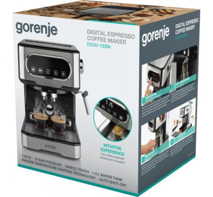 Gorenje Ріжкова кавоварка еспресо Gorenje ESCM15DBK