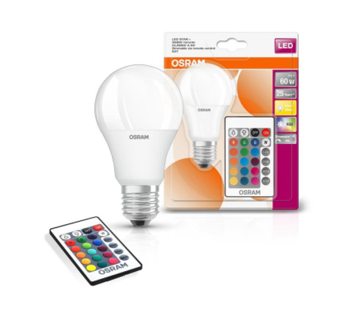 Osram Лампочка Osram LED A60 9W 806Lm 2700К+RGB E27 (4058075430754)