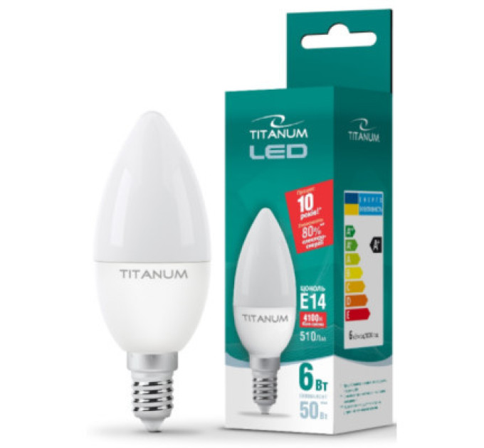 TITANUM Лампочка TITANUM C37 6W E14 4100K 220V (TLС3706144)