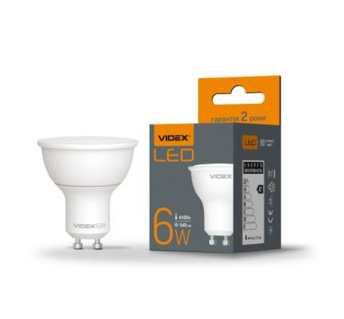 Videx Лампочка Videx LED MR16e 6W GU10 4100K 220V (VL-MR16e-06104)