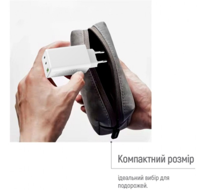 ColorWay Зарядний пристрій ColorWay C101B GaN Mini 100W PD PPS 2xUSB-C + USB-A white (CW-CHS061PD-WT)