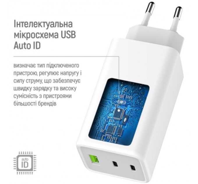 ColorWay Зарядний пристрій ColorWay C101B GaN Mini 100W PD PPS 2xUSB-C + USB-A white (CW-CHS061PD-WT)