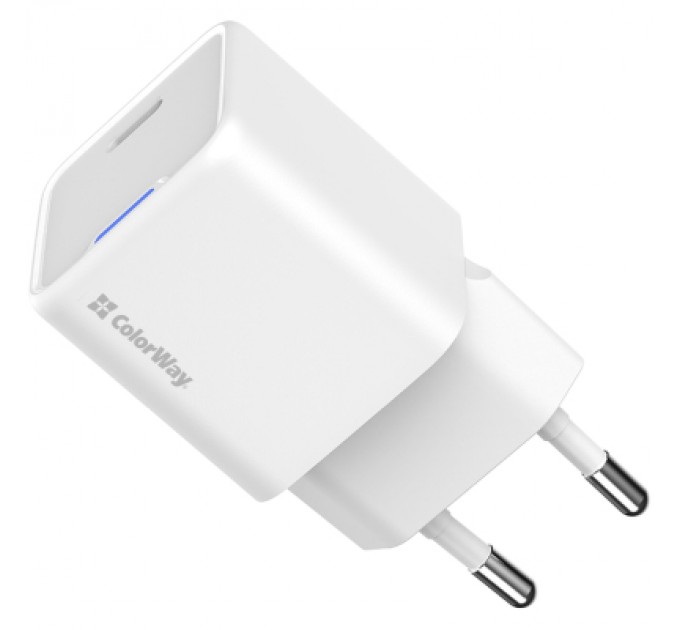 ColorWay Зарядний пристрій ColorWay C101C GaN Mini 20W PD PPS USB-C white (CW-CHS059PD-WT)