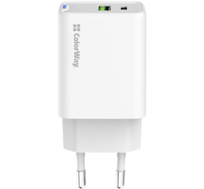 ColorWay Зарядний пристрій ColorWay C101E GaN Mini 45W PD PPS USB-C + USB-A QC4.0 white (CW-CHS060PD-WT)