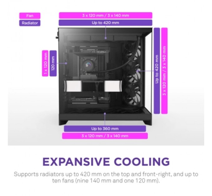 NZXT Корпус NZXT H9 Flow Dual-Chamber All Black (CM-H92FB-01)