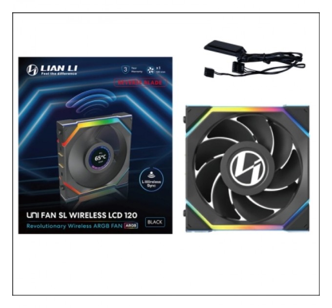 Lian Li Кулер до корпусу Lian Li Uni Fan SL WIRELESS LCD Reverse, 120-1 (G99.12RSLLCD1W1B.00)