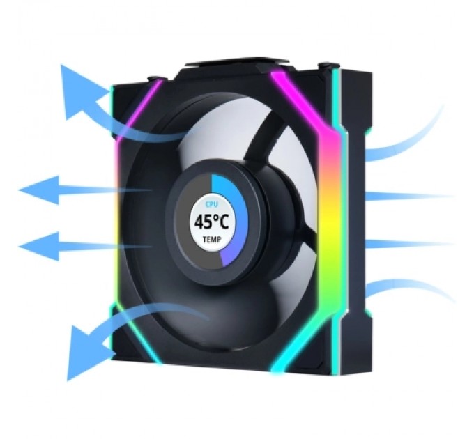 Lian Li Кулер до корпусу Lian Li Uni Fan SL WIRELESS LCD Reverse, 120-1 (G99.12RSLLCD1W1B.00)