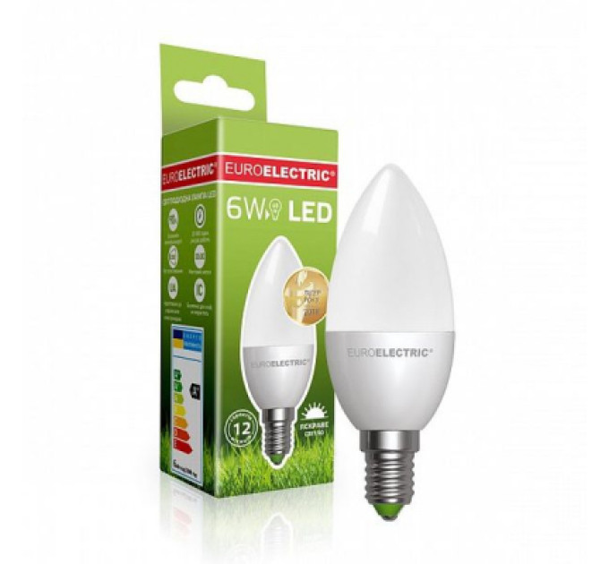 EUROELECTRIC Лампочка EUROELECTRIC LED CL 6W E14 4000K 220V (LED-CL-06144(EE))