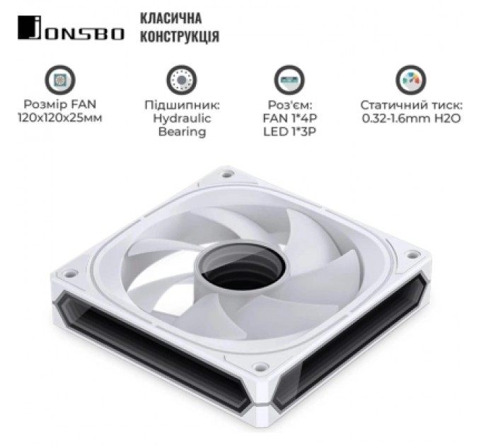 JONSBO Кулер до корпусу JONSBO FR-505W ARGB White