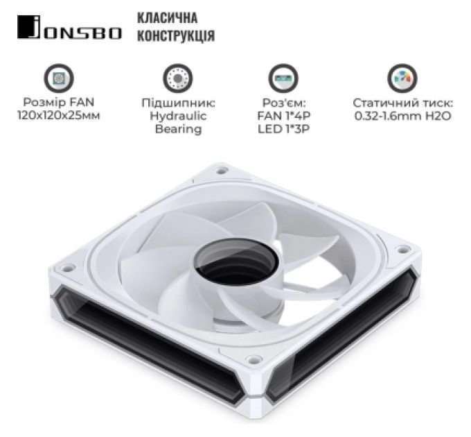 JONSBO Кулер до корпусу JONSBO FR-505WR Reverse ARGB White