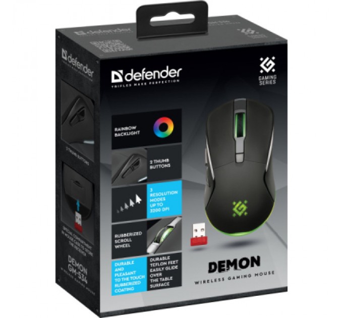 Defender Мишка Defender Demon GM534 Wireless Black (52534)