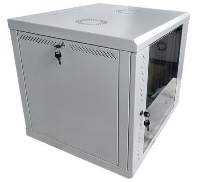 Шафа настінна Eserver 9U 19" 600х600х503 (Ш*Г*В), скло, сіра (ES-Е960G)