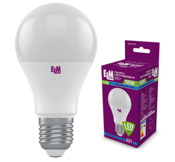 ELM Лампочка ELM B60 12W PA10S E27 4000K (18-0179)