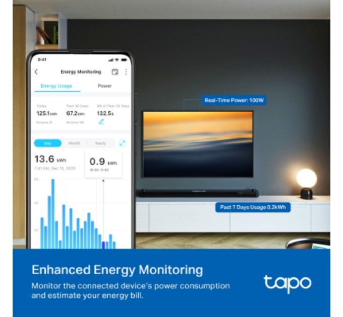 TP-Link Розумна розетка TP-Link Tapo P110M N300 BT 16A (TAPO-P110M)