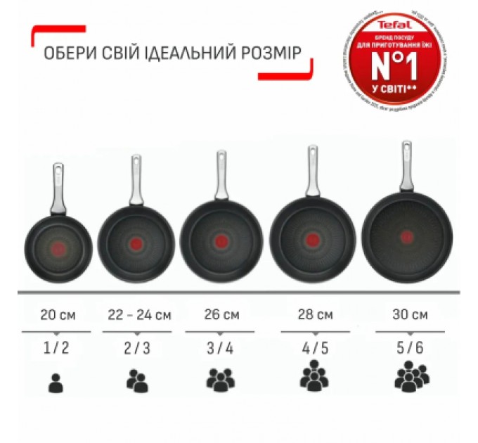 Tefal Сковорода Tefal So'' Light 26 см, алюміній, бакеліт, скло, чорний (H0560542_SET)