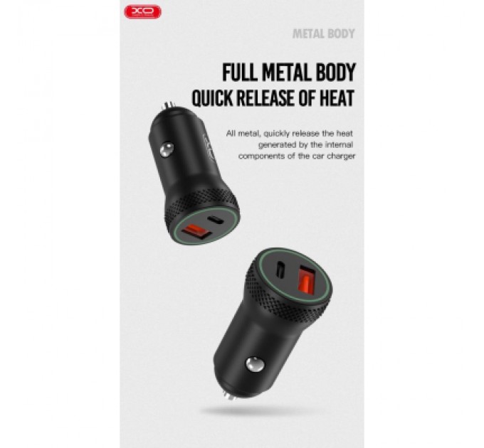 XO Зарядний пристрій XO 1xUSB QC3.0 + 1xUSB-C PD18W black (CC33-BK)