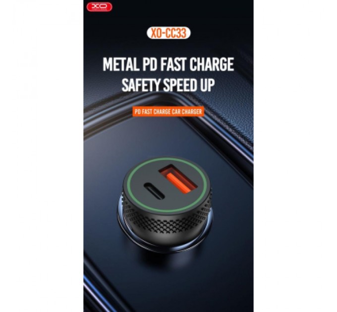 XO Зарядний пристрій XO 1xUSB QC3.0 + 1xUSB-C PD18W black (CC33-BK)