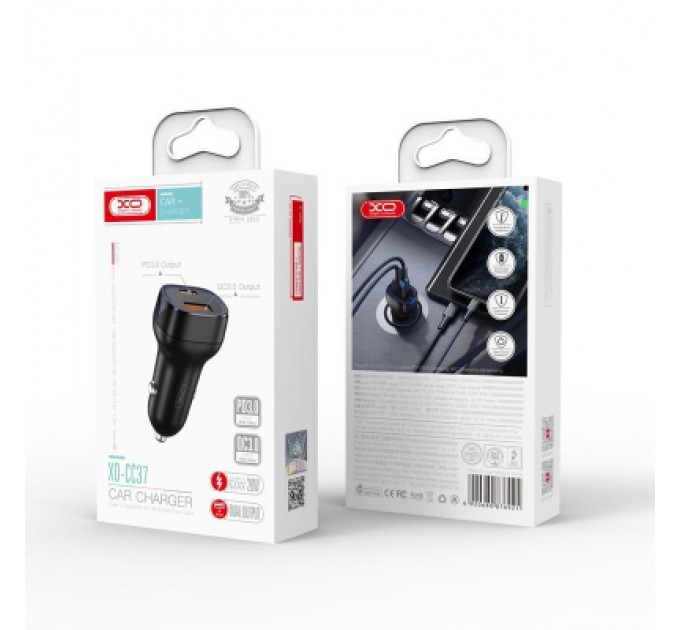XO Зарядний пристрій XO 1xUSB QC3.0 + 1xUSB-C PD20W white (CC37-WH)