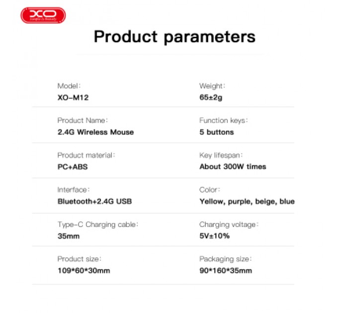 XO Мишка XO M12 Wireless Transparent/White (M12 White)