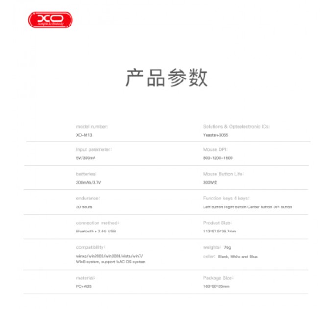 XO Мишка XO M13 Wireless Black (M13 Black)