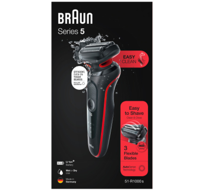 Braun Електробритва Braun Series 5 51-R1000s BLACK / RED