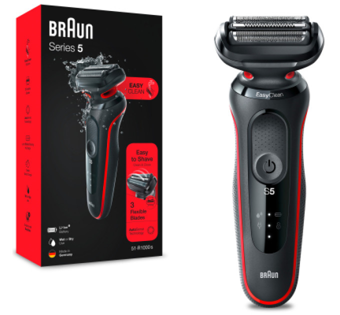 Braun Електробритва Braun Series 5 51-R1000s BLACK / RED