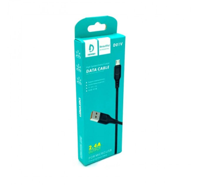 Denmen Дата кабель USB 2.0 AM to Micro 5P 1.0m 2.4A silicone black Denmen (DM-D01V-BK)