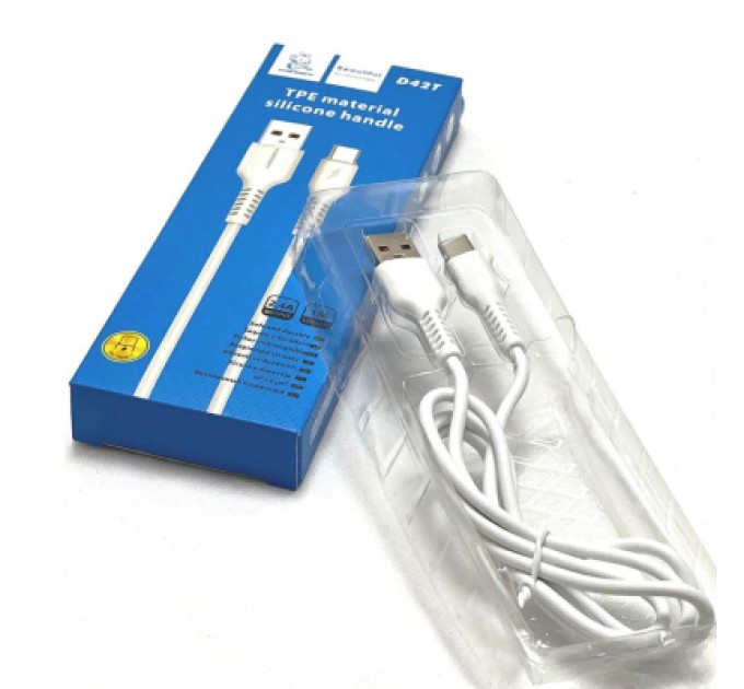 Denmen Дата кабель USB 2.0 AM to USB-C 1.0m 2.4A silicone white Denmen (DM-D42T-WH)