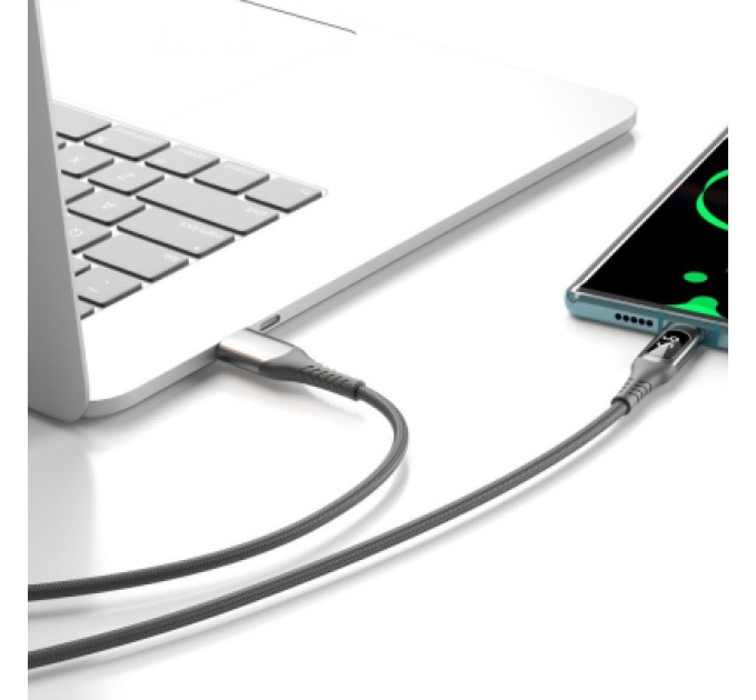 XO Дата кабель USB 2.0 AM to Lightning 1.0m 2.4A LED black XO (NB162-L-1-BK)