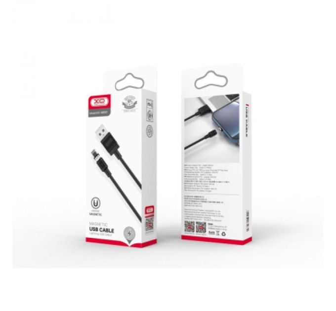 XO Дата кабель USB 2.0 AM to Lightning 1.0m 2.1A magnetic pvc white XO (NB187-L-1-WH)