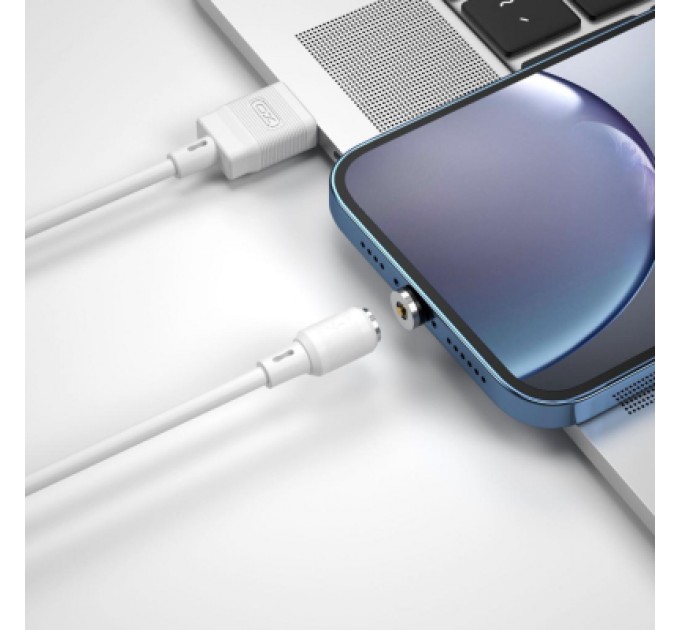 XO Дата кабель USB 2.0 AM to Lightning 1.0m 2.1A magnetic pvc white XO (NB187-L-1-WH)