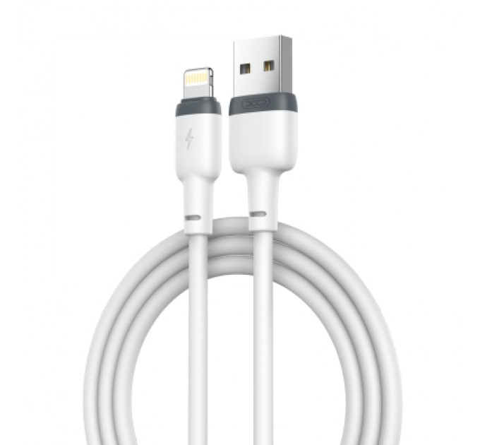 XO Дата кабель USB 2.0 AM to Lightning 1.0m 2.1A silicone white XO (NB208-L-1-WH)