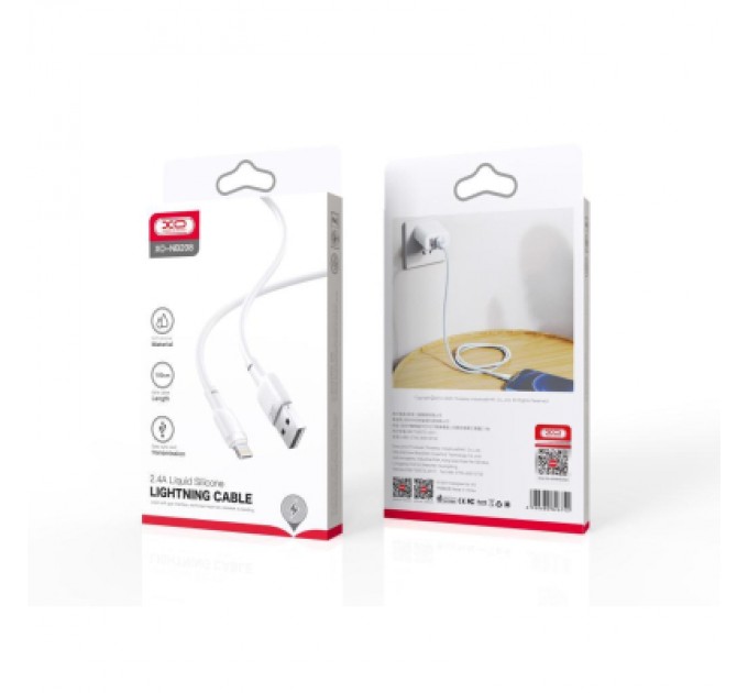 XO Дата кабель USB 2.0 AM to Lightning 1.0m 2.1A silicone white XO (NB208-L-1-WH)