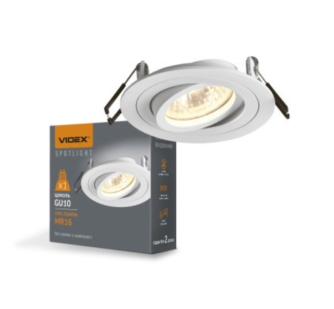 Videx Світильник точковий Videx під лампу GU10 врізний Круглий Білий (VL-SPF08R-W)