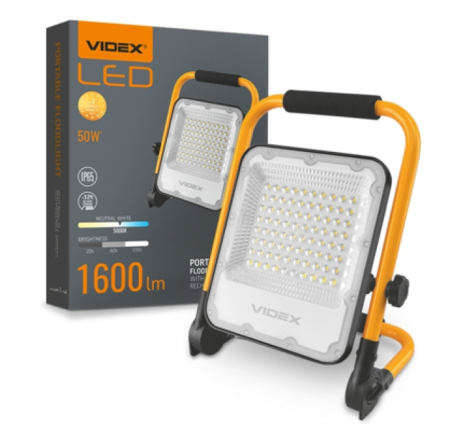 Videx Прожектор Videx LED акумуляторний PREMIUM VIDEX F2A 50W 5000K (VL-F2A-505)