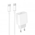 Denmen Зарядний пристрій Denmen USB-C PD20W 3.6A + cable USB-C to USB-C white (DM-DC06T-WH)