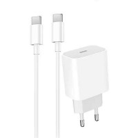 Зарядний пристрій Denmen USB-C PD20W 3.6A + cable USB-C to USB-C white (DM-DC06T-WH)