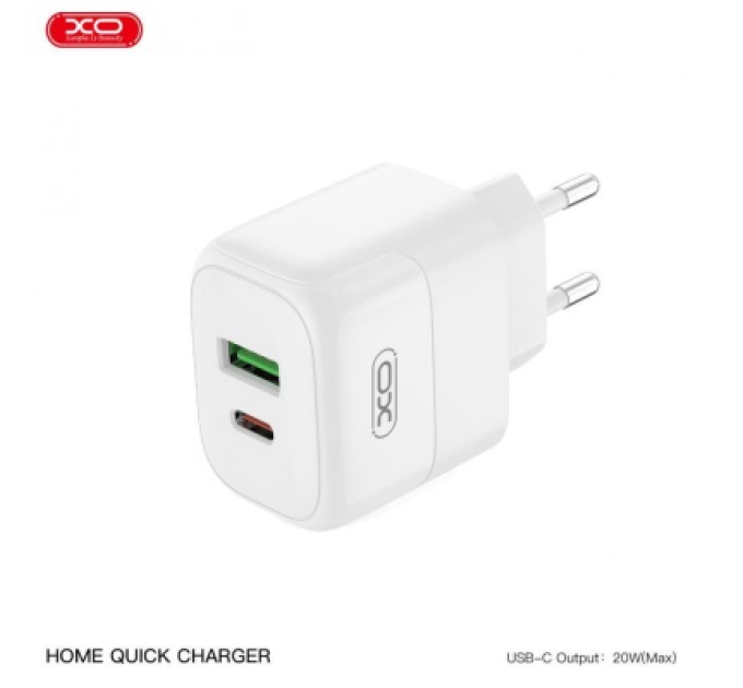 XO Зарядний пристрій XO 1xUSB QC3.0 + 1xUSB-C PD20W (XO-QC37)