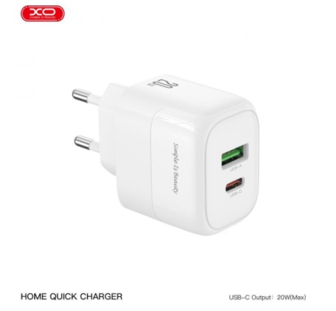 XO Зарядний пристрій XO 1xUSB QC3.0 + 1xUSB-C PD20W (XO-QC37)