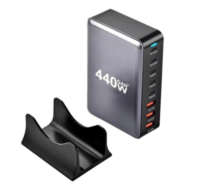 XoKo Зарядний пристрій XoKo 2xUSB-С PD100W + 3xUSB-С PD65W + 3xUSB QC18W 440W GaN (QC-400)