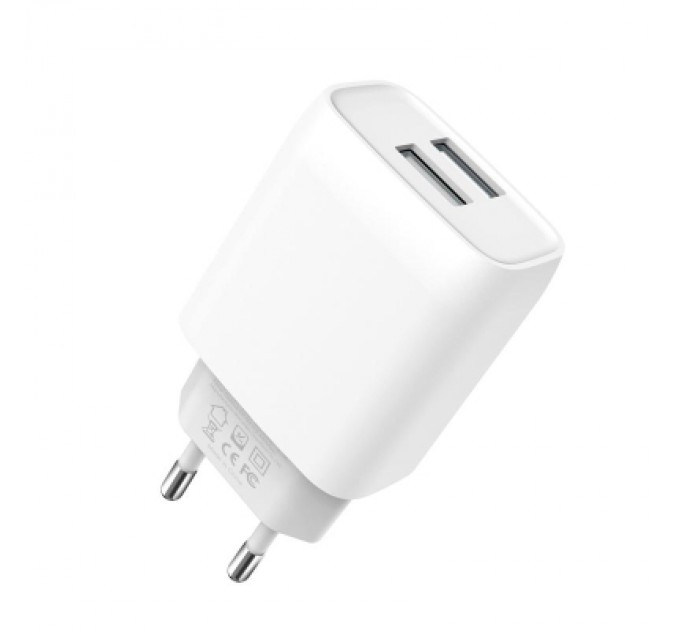 XO Зарядний пристрій XO 2xUSB 2.4A + cable USB to Micro 5P white (L57-M-WH)