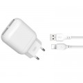 XO Зарядний пристрій XO 2xUSB 2.4A + cable USB to Lightning white (L78-L-WH)