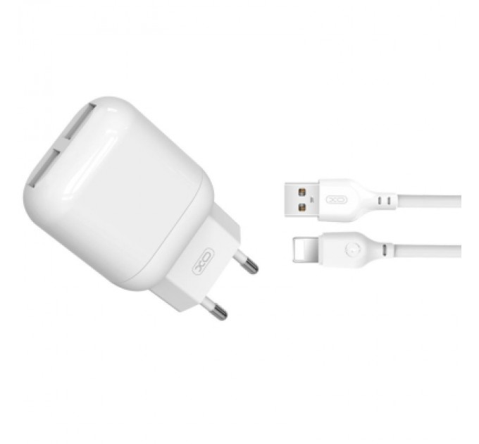 XO Зарядний пристрій XO 2xUSB 2.4A + cable USB to Lightning white (L78-L-WH)