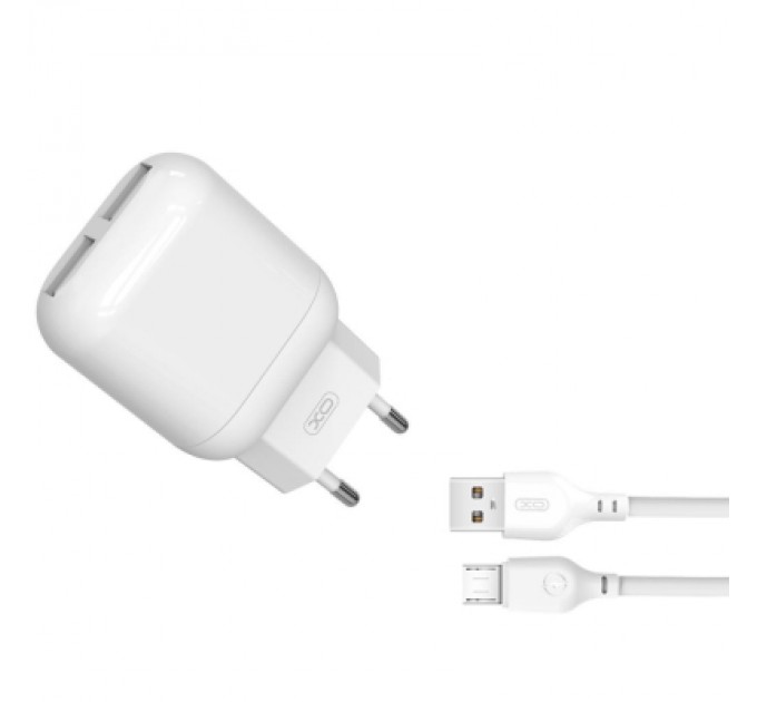 XO Зарядний пристрій XO 2xUSB 2.4A + cable USB to Micro 5P white (L78-M-WH)