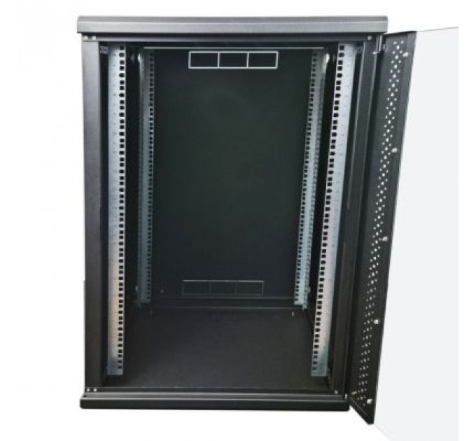 Шафа настінна Eserver 18U 19" 600х600х907 (Ш*Г*В), скло, чорна (ES-Е1860B)