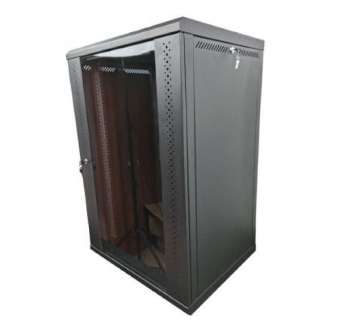 Шафа настінна Eserver 18U 19" 600х600х907 (Ш*Г*В), скло, чорна (ES-Е1860B)