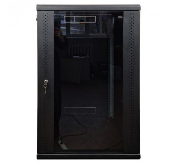 Шафа настінна Eserver 18U 19" 600х600х907 (Ш*Г*В), скло, чорна (ES-Е1860B)